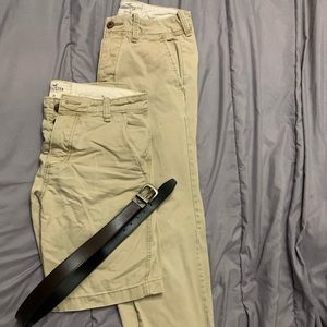 BUNDLE: Hollister Khaki shorts, pants, and belt